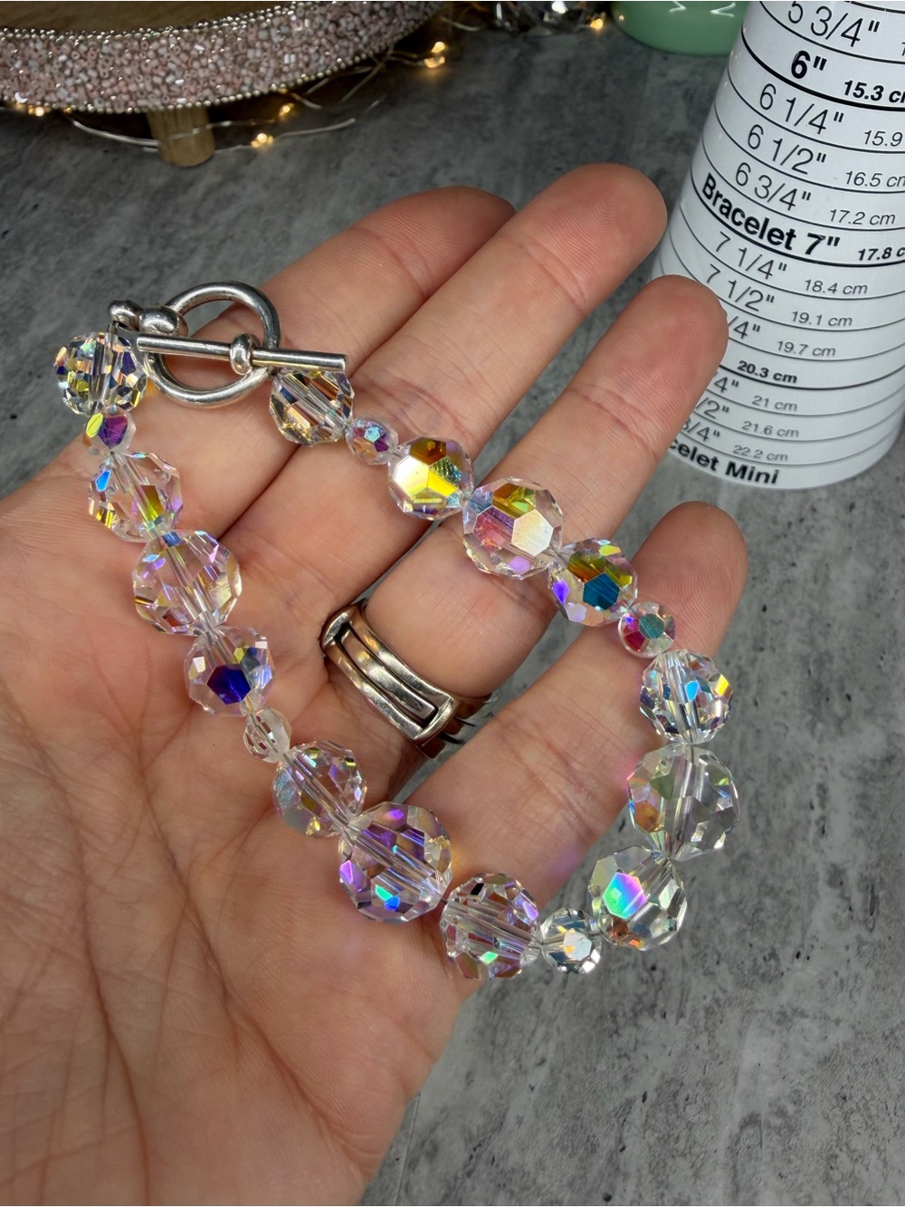 AB Crystal Bracelet Aurora Borealis Crystals Silver Tone Jewelry